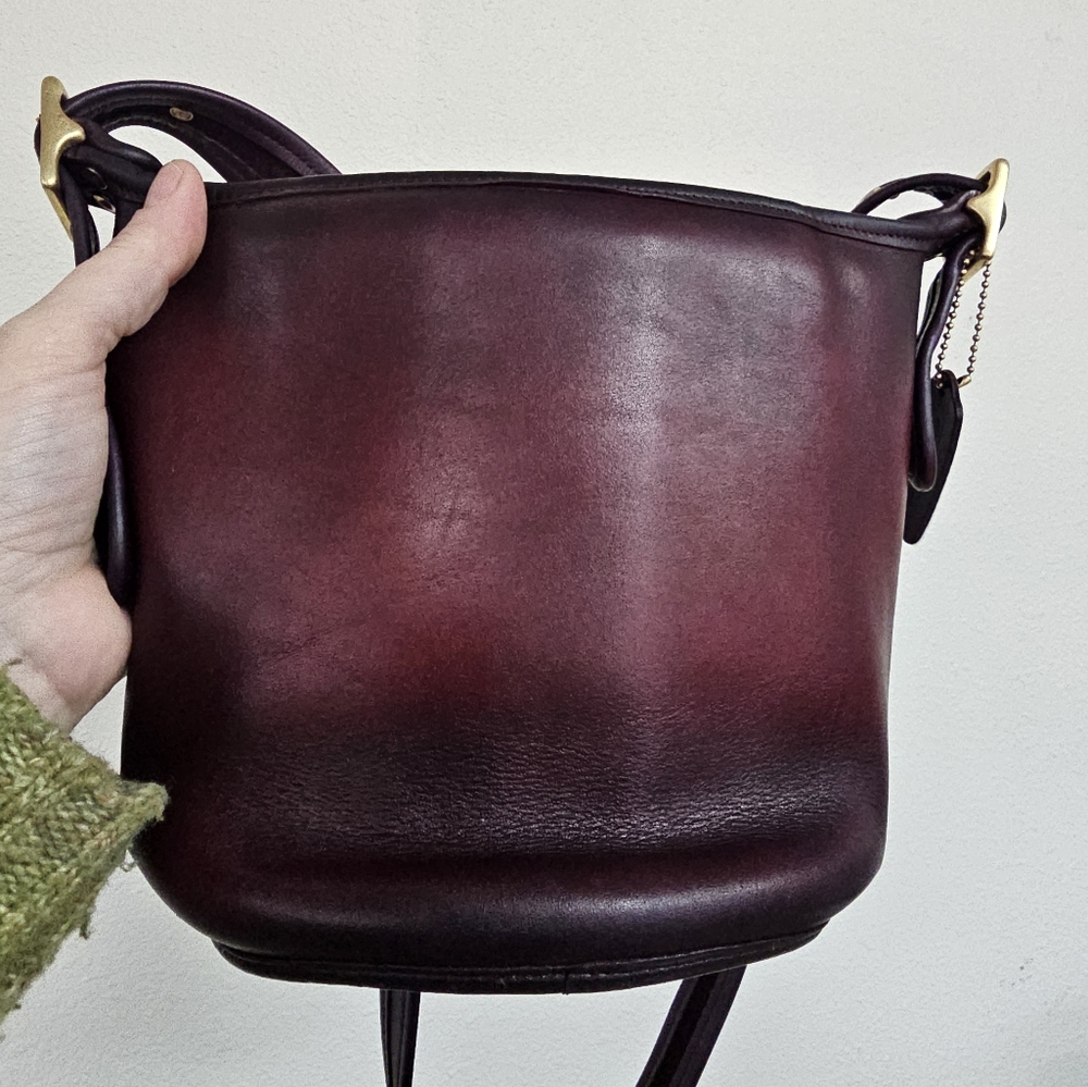 Recycled Riot Vintage Coach Maggie dyed in luscious warm red and purple patina - Picture 13 of 16